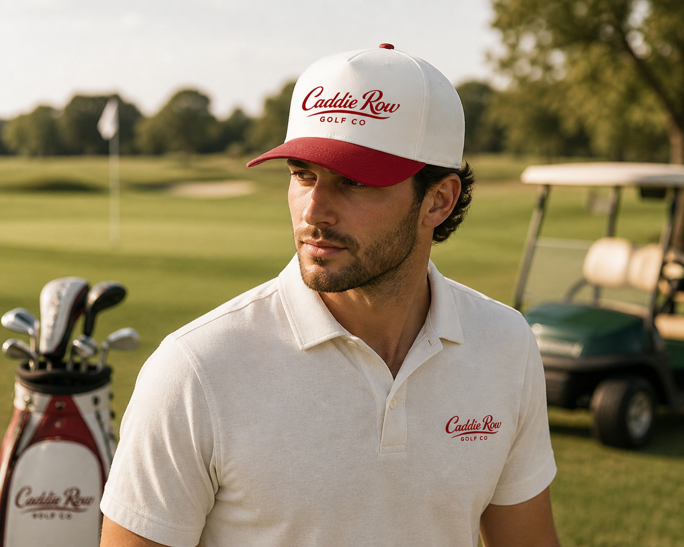 Caddie Row Two-Tone Golf Cap - Cardinal Red