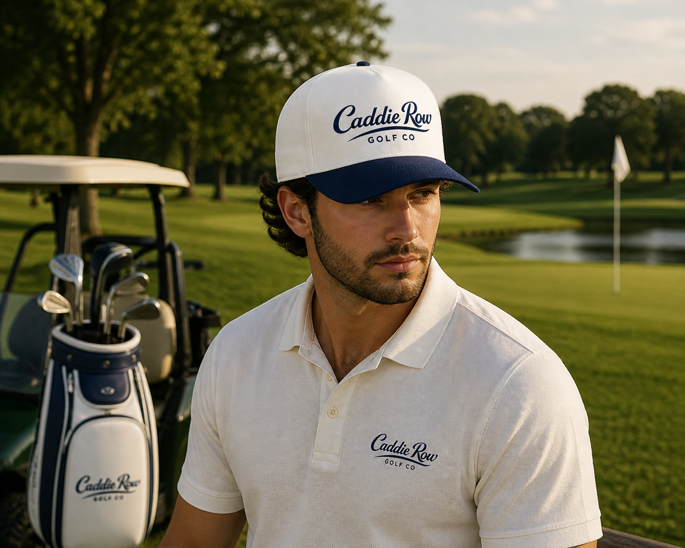 Caddie Row Two-Tone Golf Cap - Navy Blue